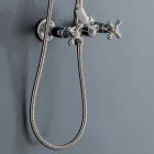 Classic Duplex Shower Group in Brass with 3 Sizes Shower Head - Ercolina Viadurini