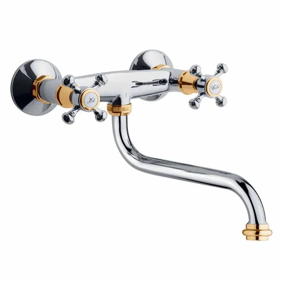 Adjustable Brass Wall Kitchen Washbasin Group Made in Italy - Colmo Viadurini
