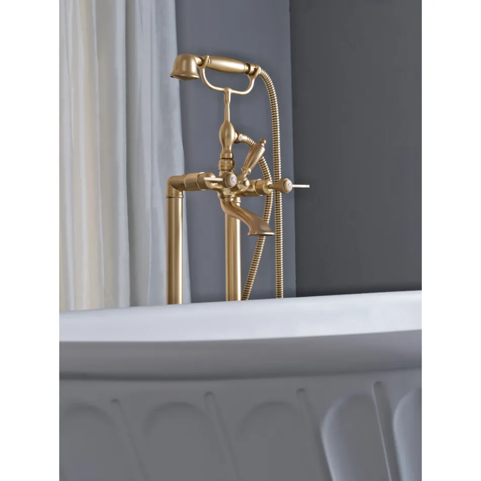 Floor Standing Bathtub Group with Hand Shower and Flexible Shower Made in Italy - Milano Viadurini