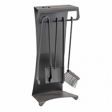 Set of 4 Made in Italy Design Steel Fireplace Tools - Chandler Viadurini