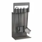 Set of 4 Black Steel Tools for the Fireplace Made in Italy - Rachel Viadurini