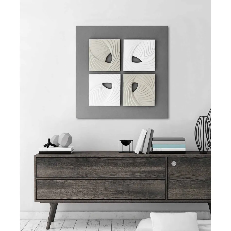 White and Gray Modern Design Decorative Wall Installation - Bossy Viadurini