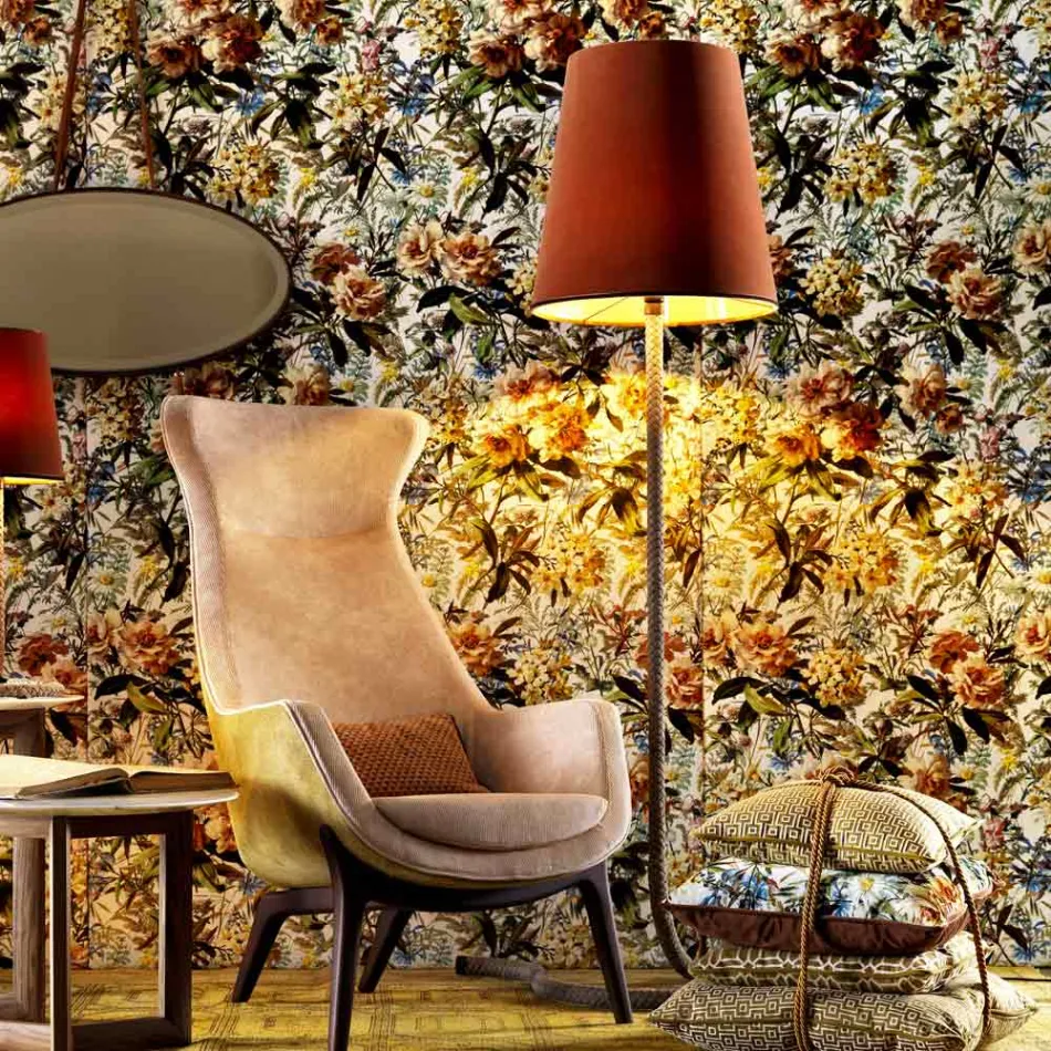 Grilli Snake design metal and fabric floor lamp made 100 % in Italy Viadurini