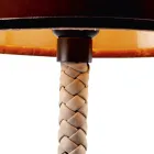 Grilli Snake design fabric and leather table lamp made in Italy Viadurini