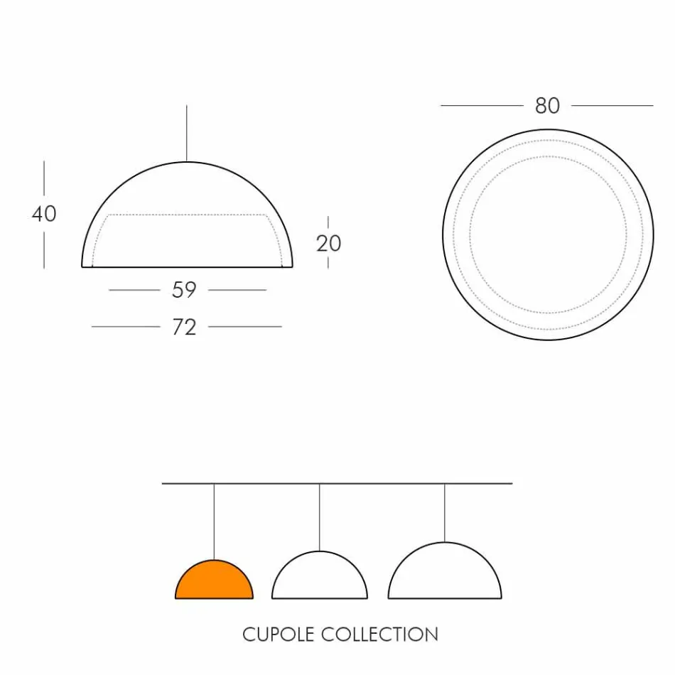 Colored suspension lamp Slide Cupole polyethylene made in Italy Viadurini