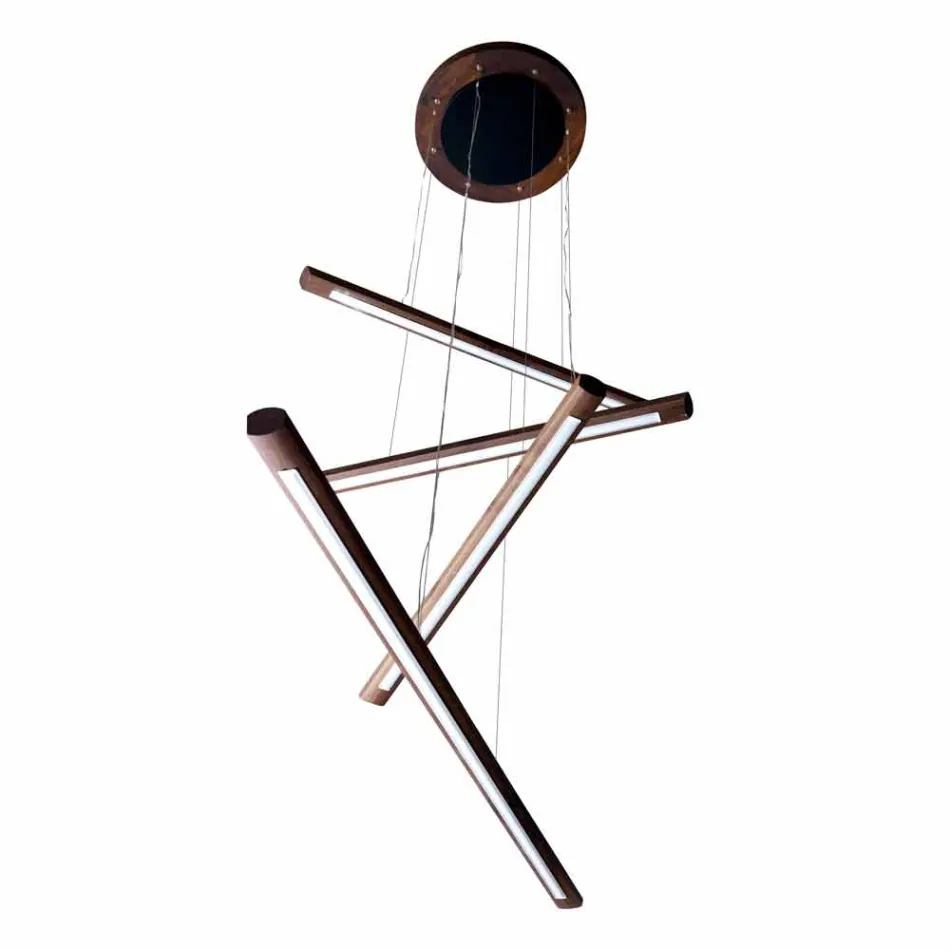 A 4-piece design chandelier in Grilli York wood made in Italy Viadurini