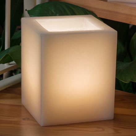 Scented Lantern in Scratched Effect Wax with Tealight Made in Italy - Famme Viadurini