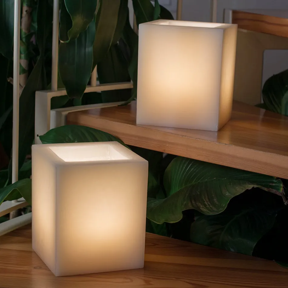 Scented Lantern in Scratched Effect Wax with Tealight Made in Italy - Famme Viadurini