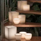 Scented Lantern in Scratched Effect Wax with Tealight Made in Italy - Famme Viadurini