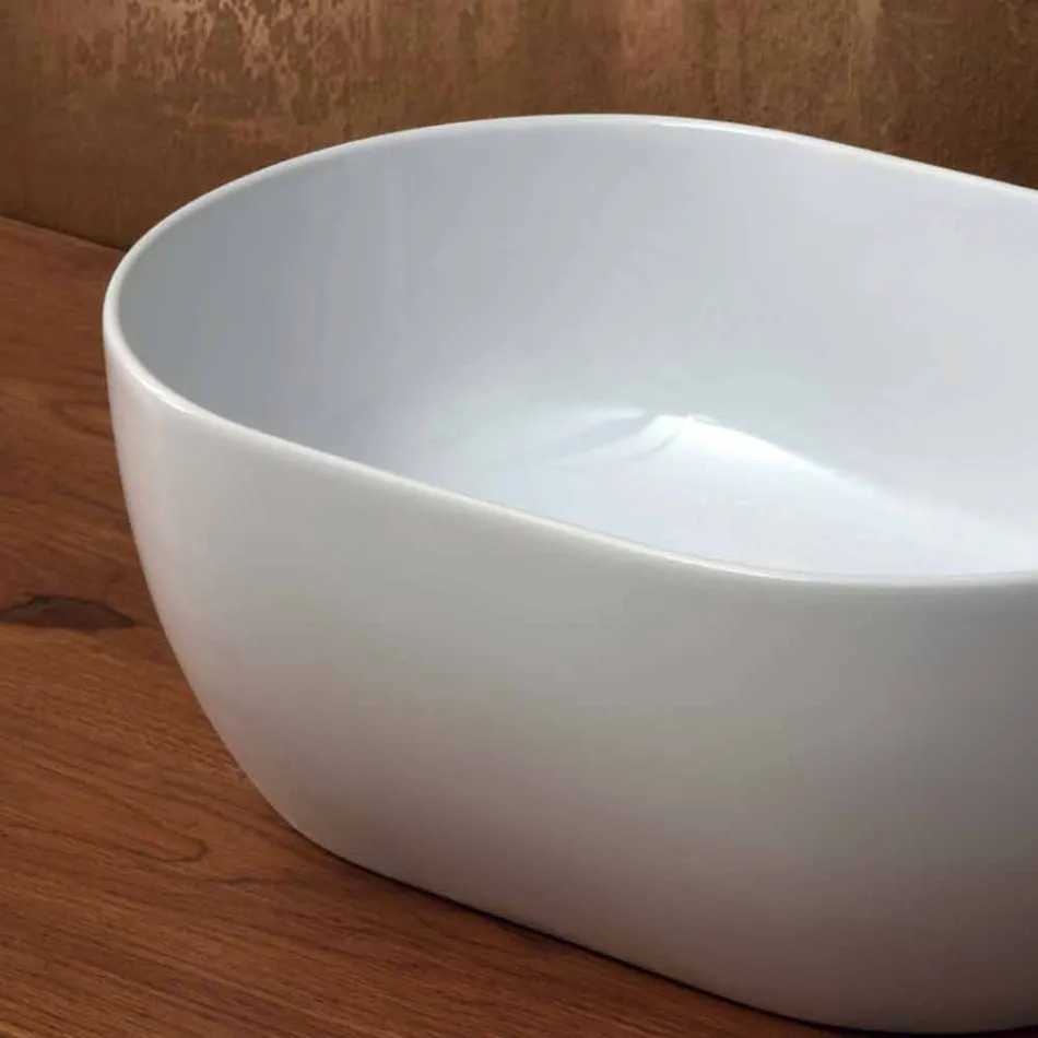 Countertop ceramic washbasin 45x32cm made in Italy Star, modern design Viadurini