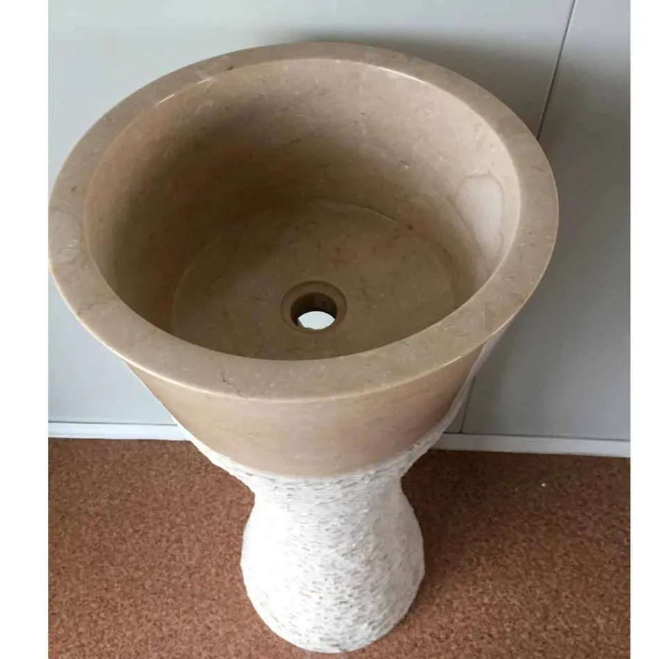 White column washbasin in Iris natural stone, unique piece Viadurini