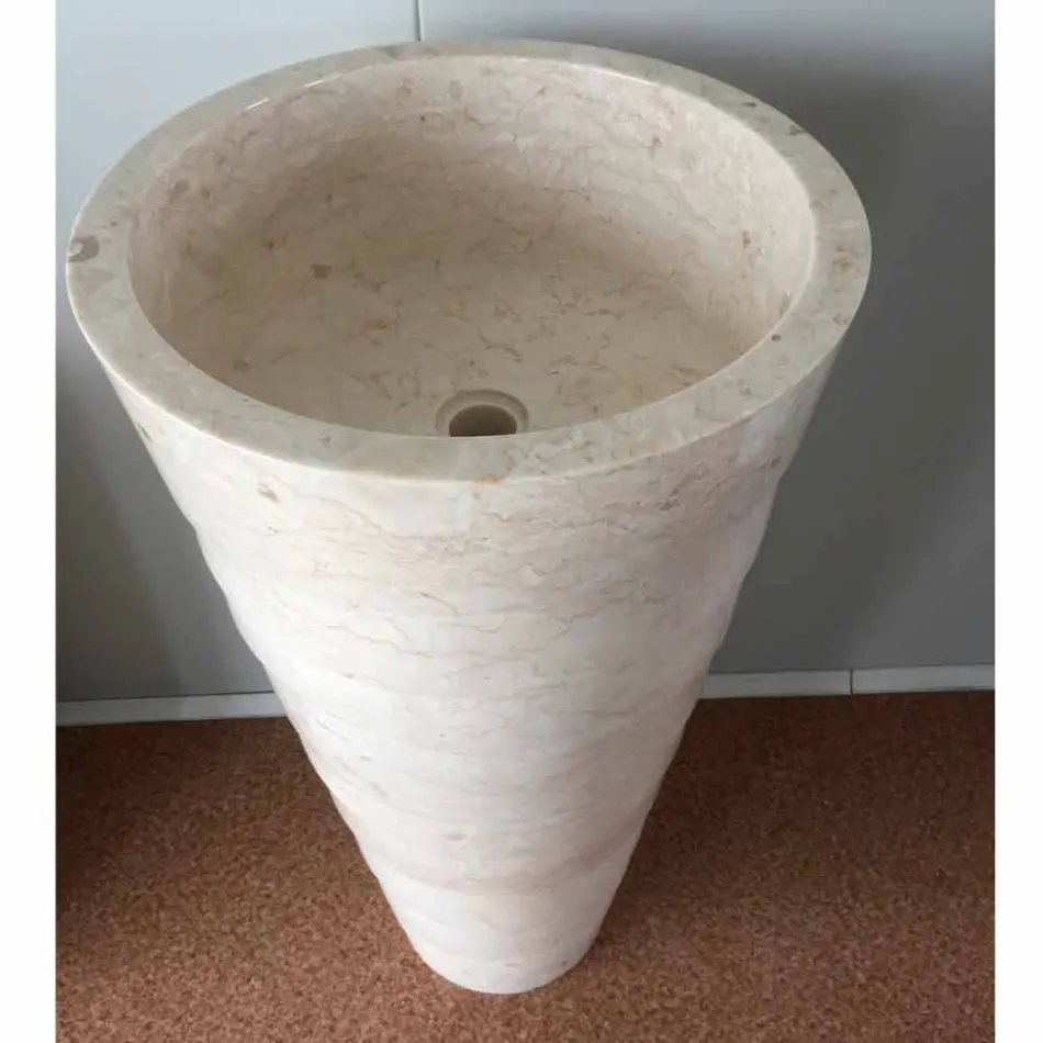 Design bathroom sink in white Brent stone, unique piece Viadurini