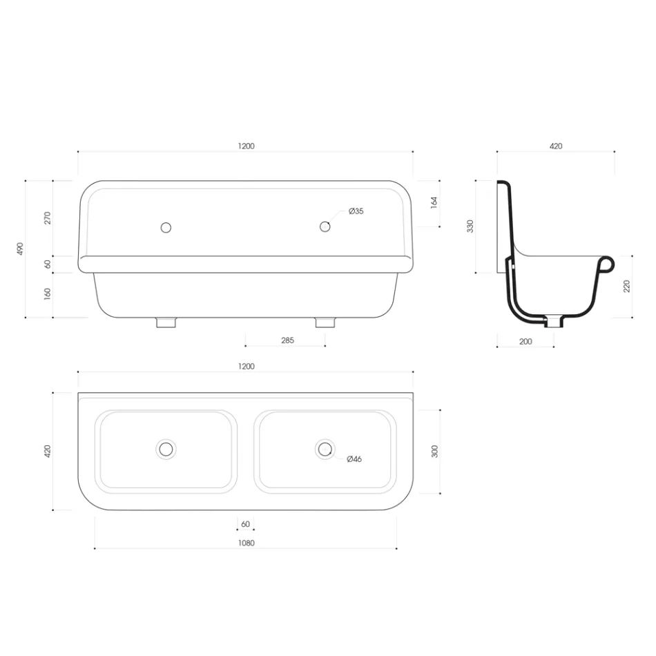 Andy double wall-mounted white ceramic washbasin Viadurini