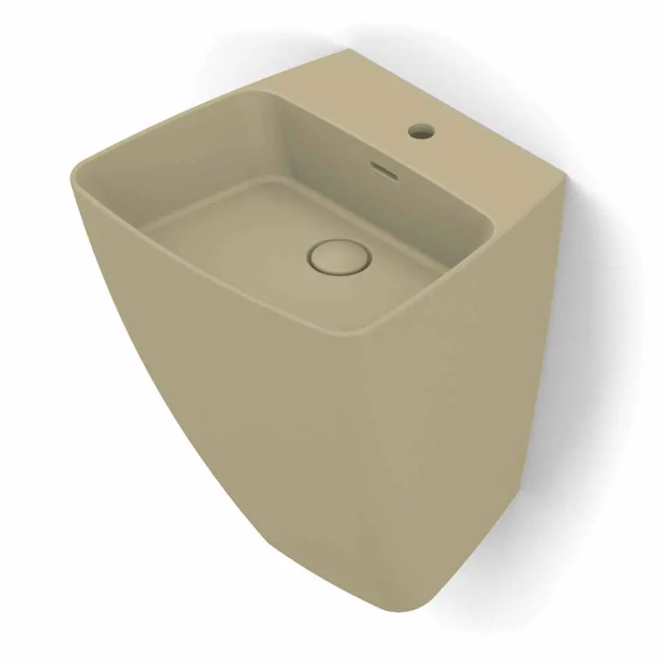 Modern design wall-mounted ceramic washbasin made in Italy, Goran Viadurini