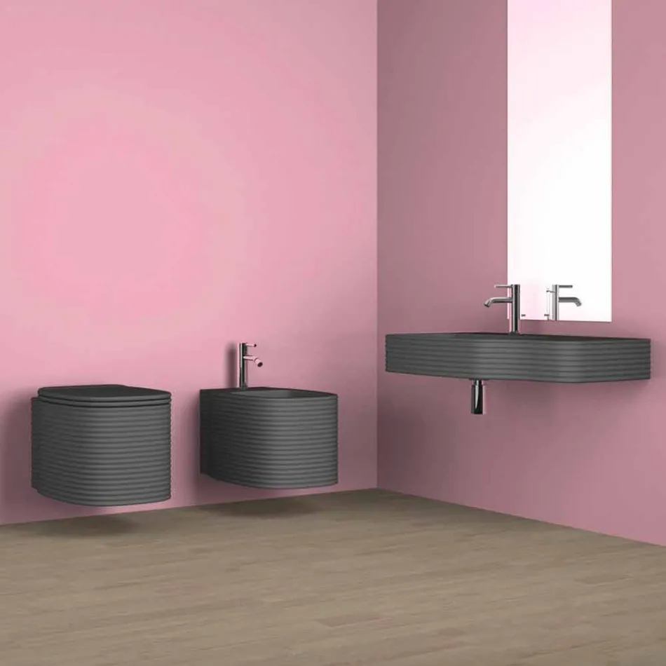 Modern ceramic wall-mounted washbasin made in Italy, Hamlet Viadurini