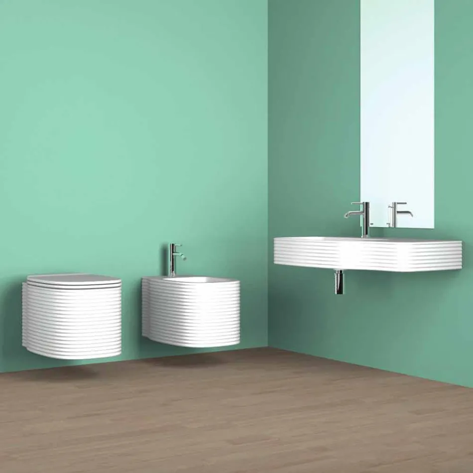 Modern ceramic wall-mounted washbasin made in Italy, Hamlet Viadurini