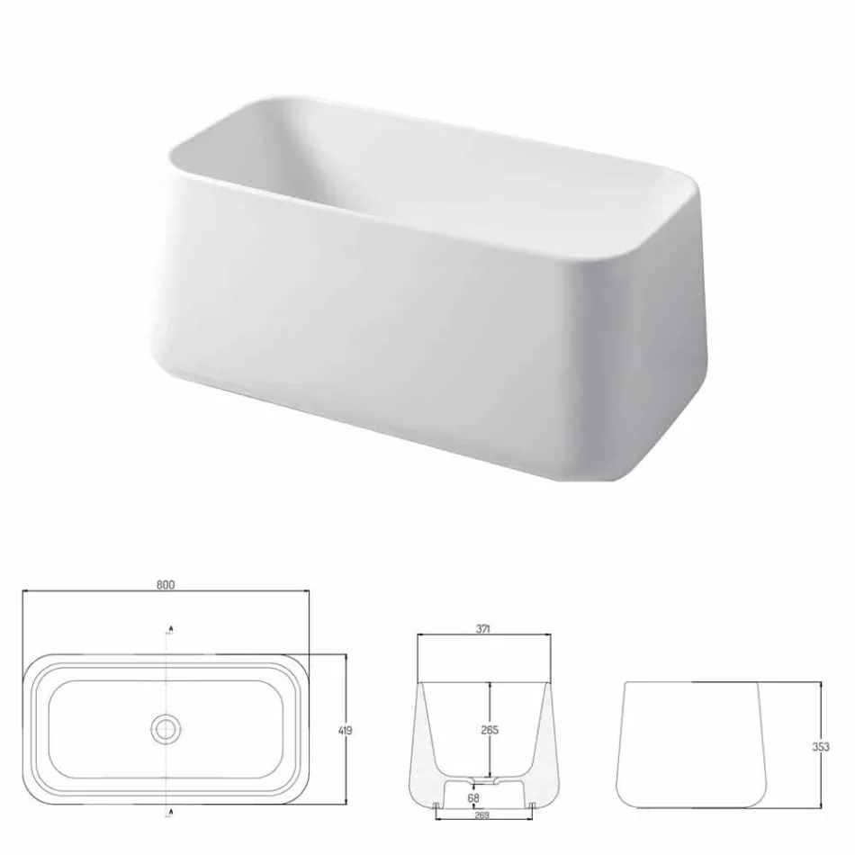 High Modern Countertop Washbasin in Made in Italy Ceramic Oliena Viadurini