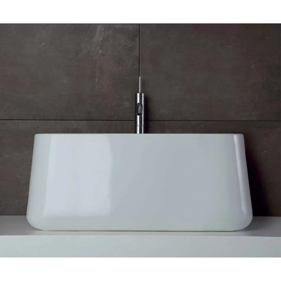 High Modern Countertop Washbasin in Made in Italy Ceramic Oliena Viadurini