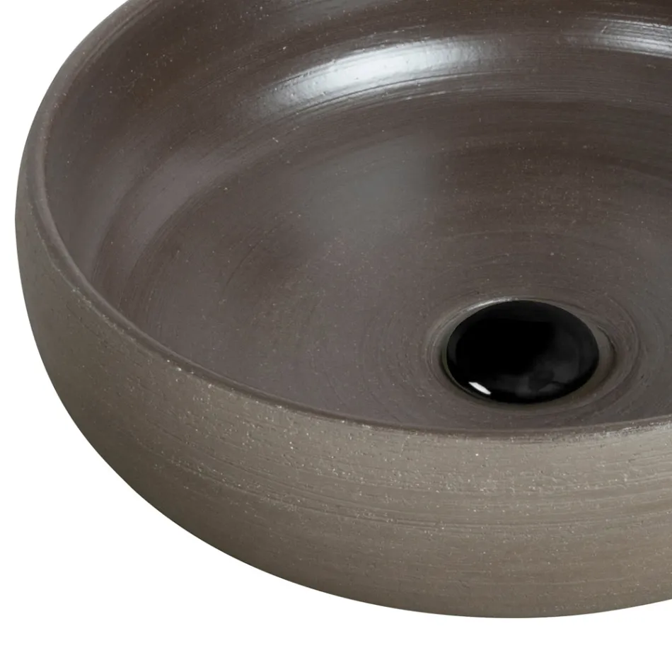 Countertop Bathroom Washbasin in Refractory Clay Made in Italy - Diego Viadurini