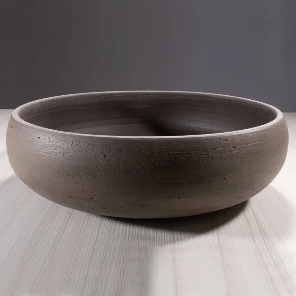 Countertop Bathroom Washbasin in Refractory Clay Made in Italy - Diego Viadurini