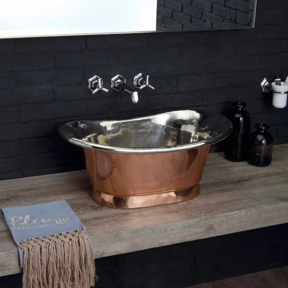 Sink bathroom to support copper and white iron Cala Viadurini