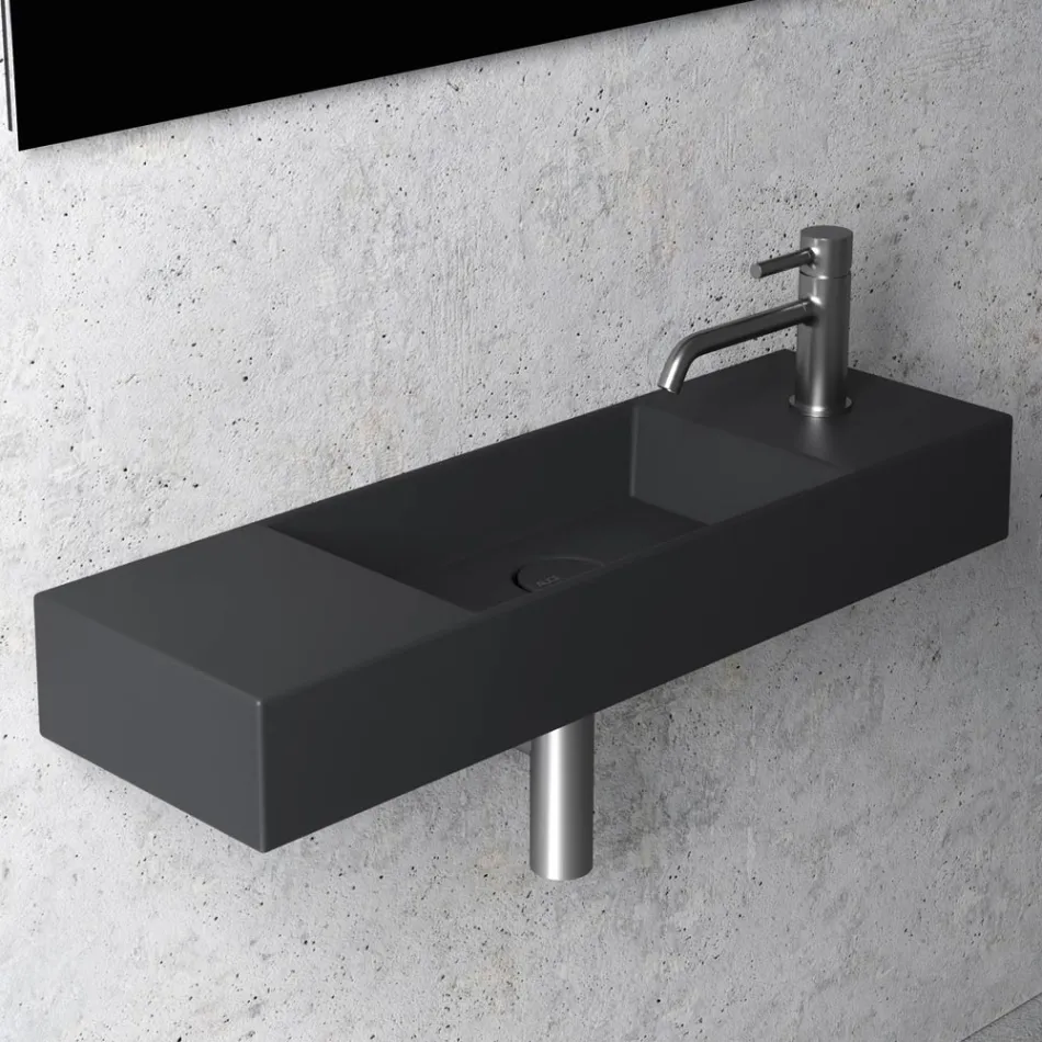 Countertop or Wall-Mounted Bathroom Washbasin in Ceramic Made in Italy - Act Viadurini