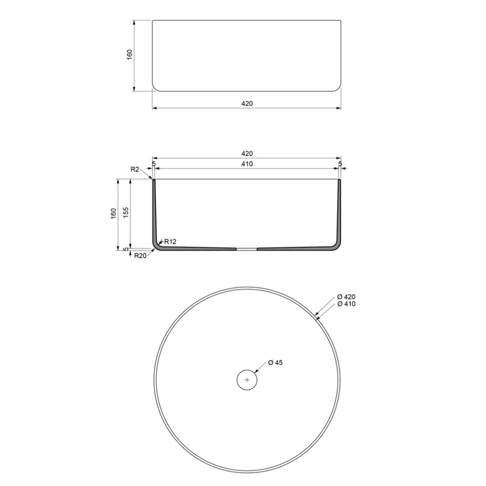 White Design Bathroom Washbasin in Refractory Clay Made in Italy - Tatiana Viadurini
