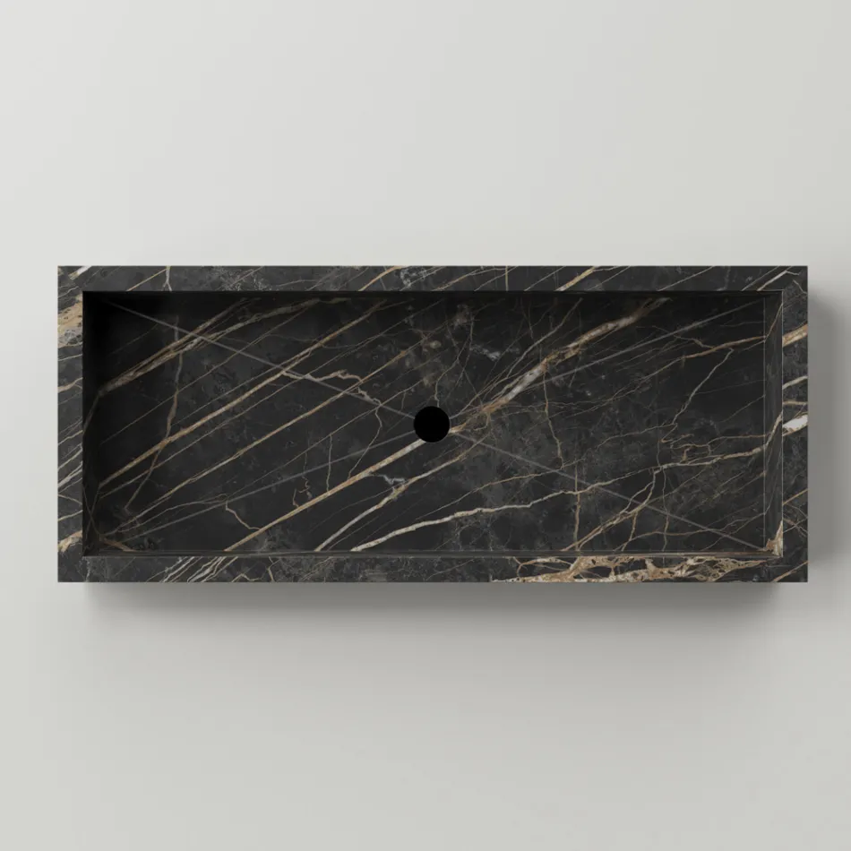 Bathroom Washbasin in Marble Effect Porcelain Stoneware Made in Italy - Ludmilla Viadurini