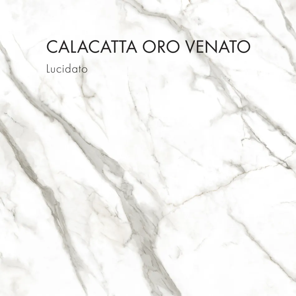 Bathroom Washbasin in Marble Effect Porcelain Stoneware Made in Italy - Ludmilla Viadurini