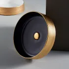 Bathroom sink in hand-turned porcelain stoneware Made in Italy - Darts Viadurini