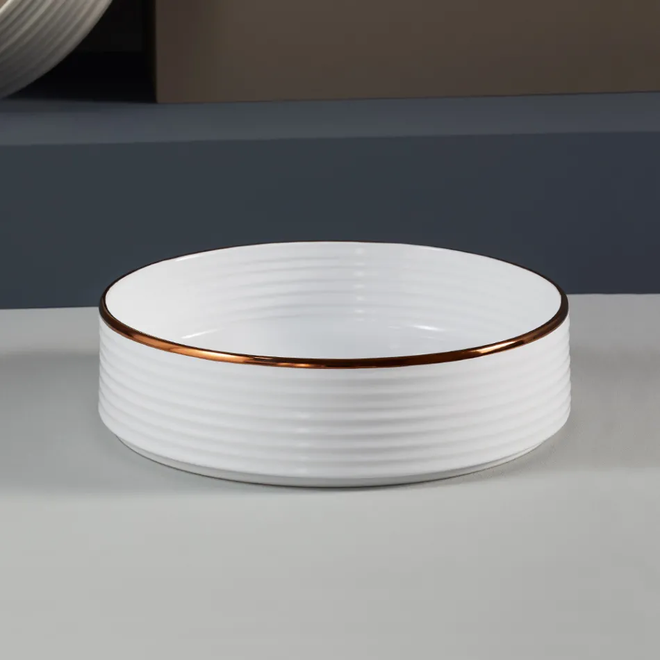 Bathroom sink in hand-turned porcelain stoneware Made in Italy - Darts Viadurini