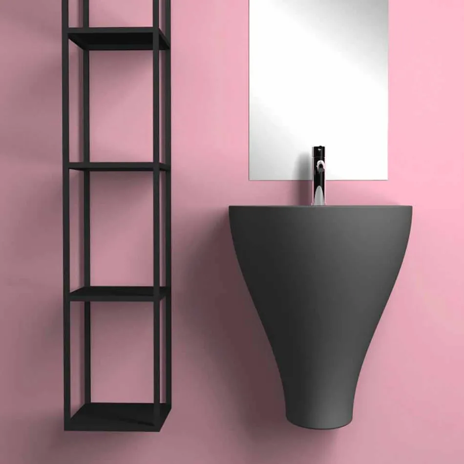 Modern ceramic wall hung bathroom sink made in Italy, Fiorello Viadurini