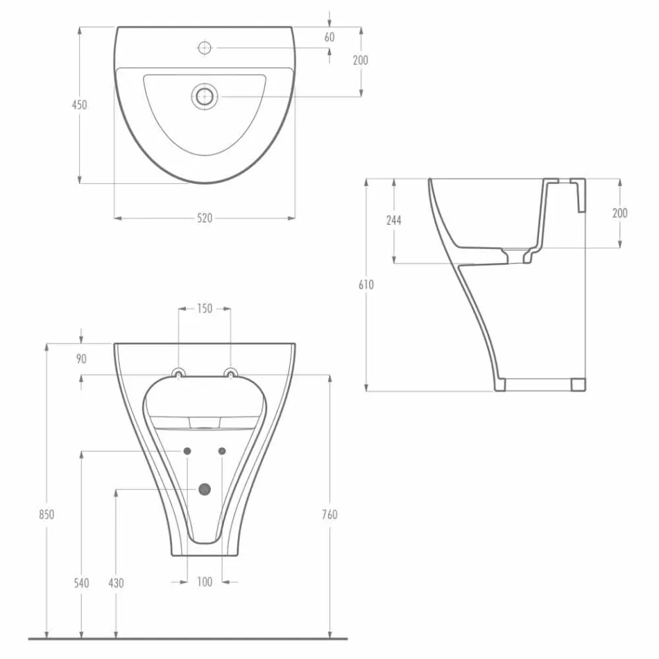 Modern ceramic wall hung bathroom sink made in Italy, Fiorello Viadurini