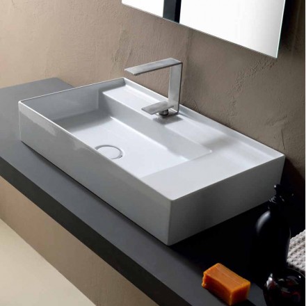 Ceramic washbasin countertop modern design made in Italy Sun 65x40 cm Viadurini