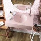 Circular pendant sink in pink Luxolid made in Italy, Ruffano Viadurini