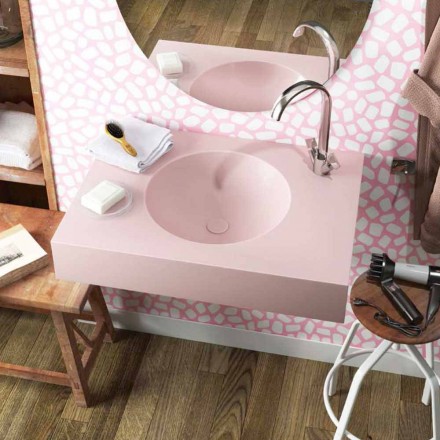 Circular pendant sink in pink Luxolid made in Italy, Ruffano Viadurini