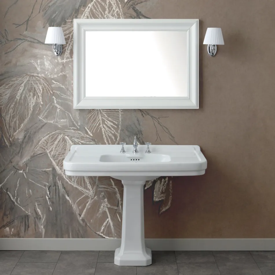 Column Console Washbasin in White Ceramic Made in Italy - Wollie Viadurini