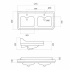Classic double bowl ceramic washbasin made in Italy, Swami Viadurini