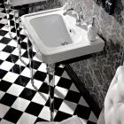 Washbasin Console 65 cm in Ceramic with Metal Feet, Vintage Style - Marwa Viadurini