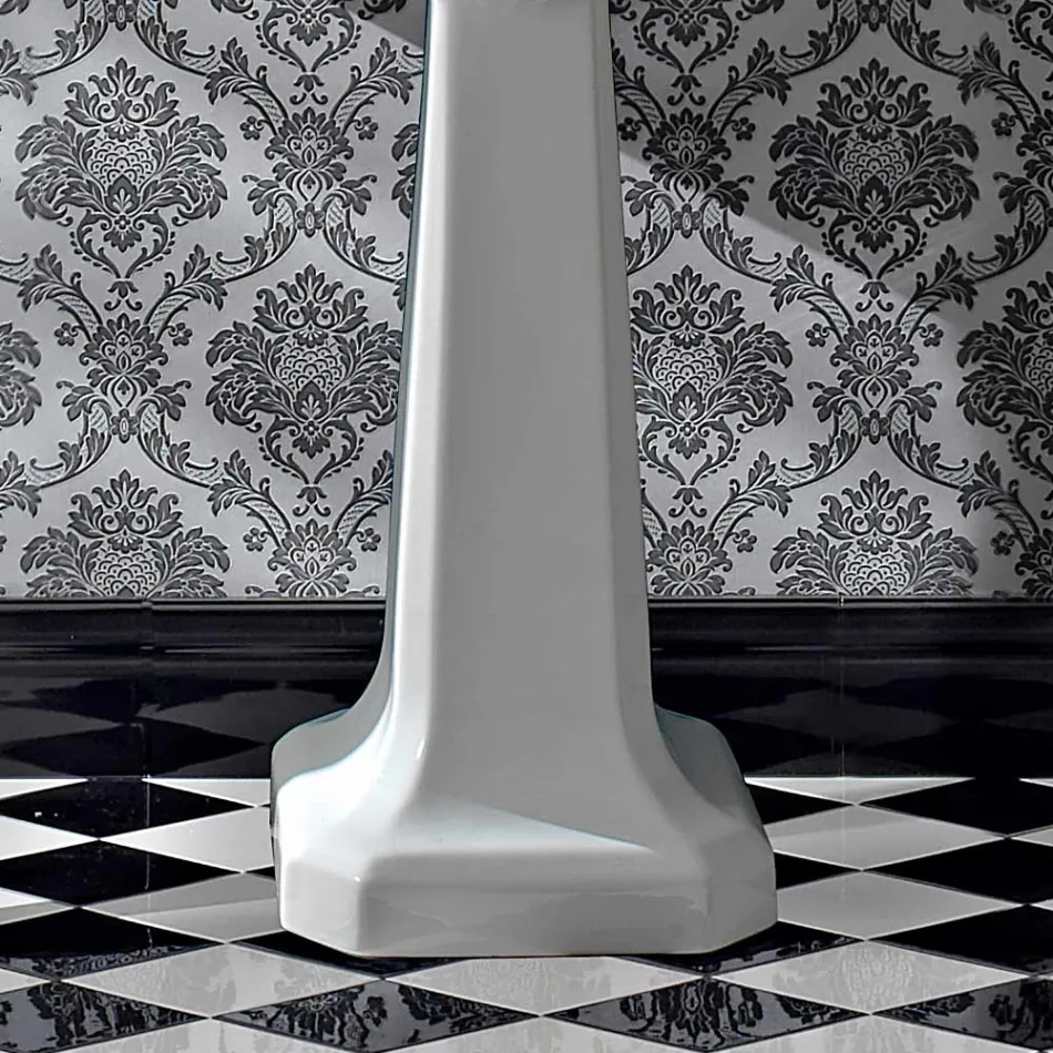 Console Washbasin on Vintage Column in Ceramic Made in Italy - Marwa Viadurini