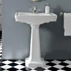 Console Washbasin on Vintage Column in Ceramic Made in Italy - Marwa Viadurini