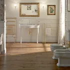 Vintage Console Washbasin with Double Bowl and Ceramic Feet Made in Italy - Paulina Viadurini