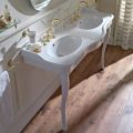 Double Bowl Consolle Washbasin with Ceramic Feet, Made in Italy - Paulina