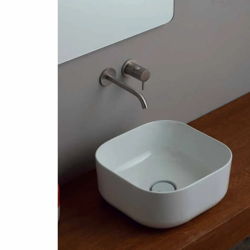 37x37cm ceramic wash basin made in Italy Star, modern design Viadurini
