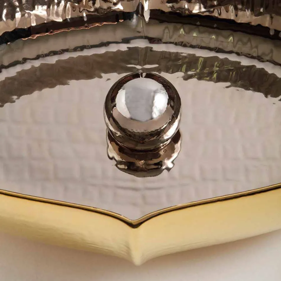 Countertop ceramic and gold countertop washbasin made in Italy Oscar design Viadurini