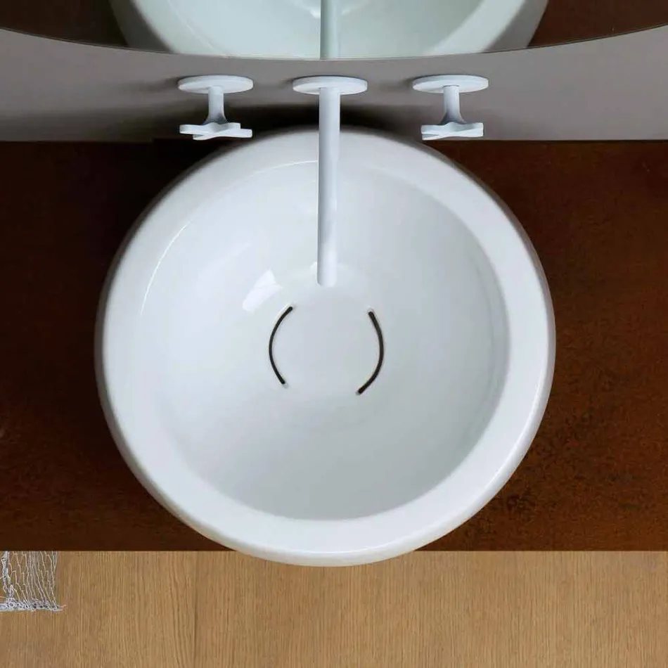 Circular design ceramic washbasin made in Italy Elisa Viadurini