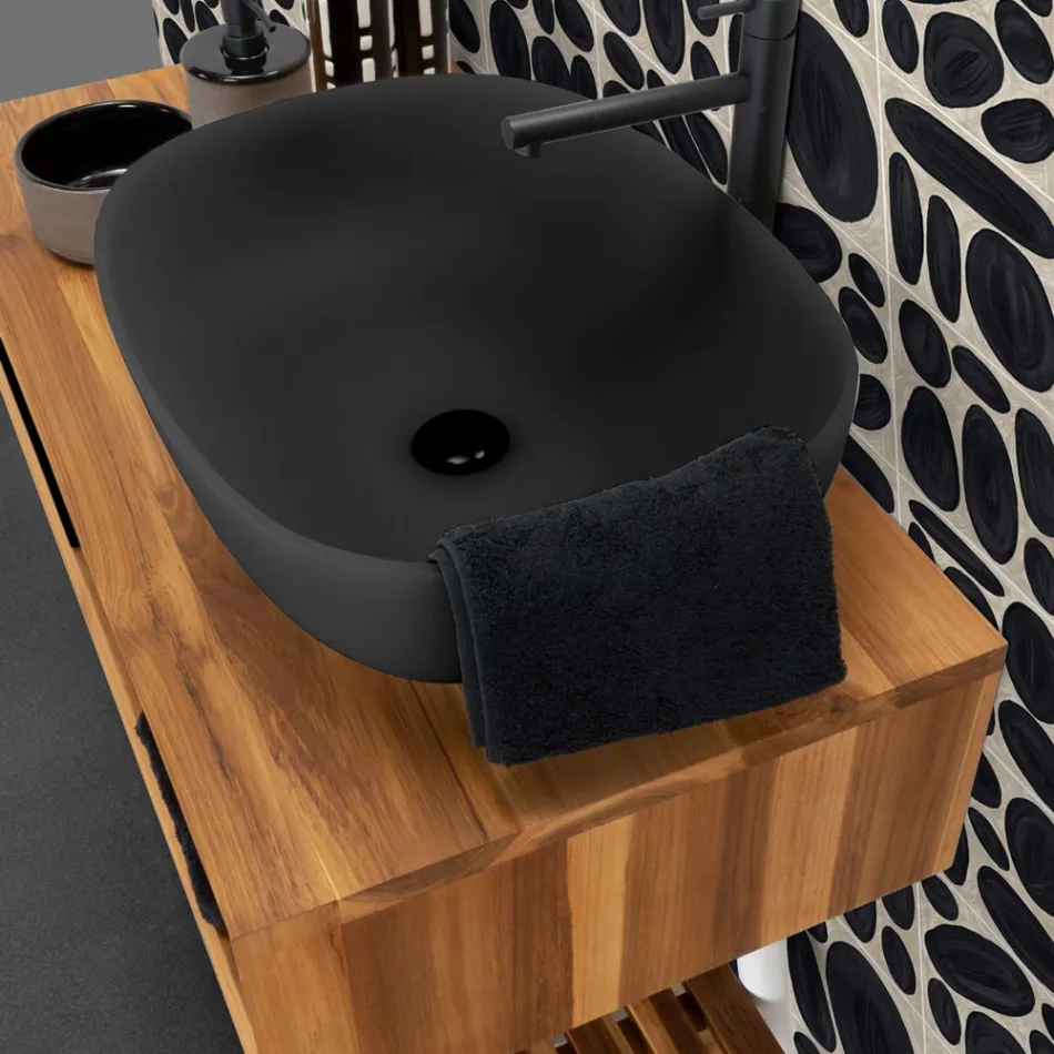 Colored Countertop Washbasin in Printed Resin Made in Italy - Elba Viadurini
