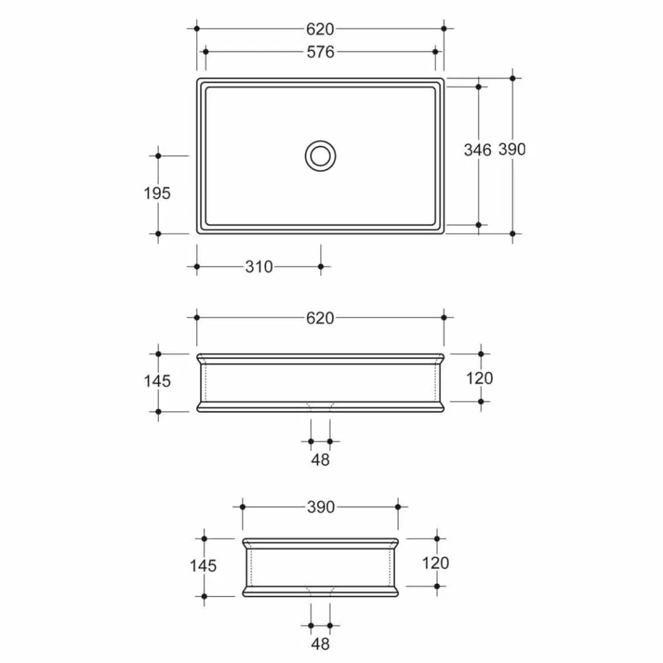 Countertop washbasin with a neoclassical ceramic design made in Italy Debora Viadurini