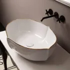 Countertop design ceramic white gold washbasin made in Italy Oscar Viadurini