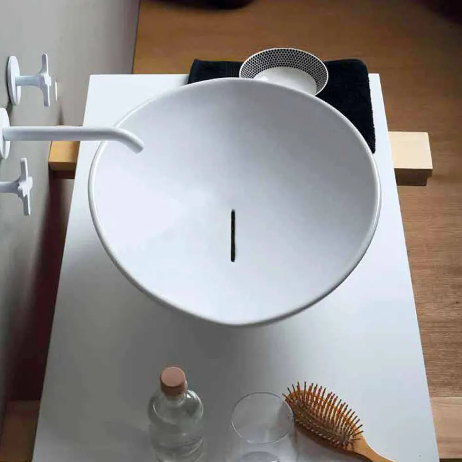 Trendy design ceramic washbasin made in Italy Viadurini